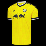 Kitted Up Leeds Away Kit 2026/2027 kids football jersey in bright yellow with navy blue accents and team crest.
