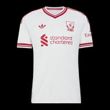 Kitted Up Liverpool 2026/2027 kids away football jersey in white with red trim and club crest