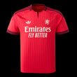 Kitted Up Lyon 2026/2027 kids away football jersey in red with white logos and dark red patterned trim