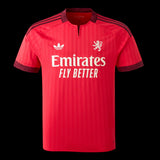 Kitted Up Lyon 2026/2027 kids away football jersey in red with white logos and dark red patterned trim
