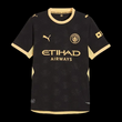 Kitted Up Manchester City 2026/2027 away jersey in black with gold accents and a subtle bee pattern