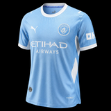 Kitted Up Manchester City 2026/2027 home jersey in iconic sky blue with white trim and official team branding.