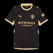 Kitted Up Manchester City 2026/2027 kids away jersey in black with gold bee pattern and team branding