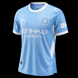 Kitted Up Manchester City 2026/2027 kids home football jersey in signature sky blue with white trim and logos.
