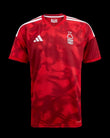 Kitted Up Nottingham Forest 2026/2027 adult home football jersey in red with white adidas stripes and team crest.