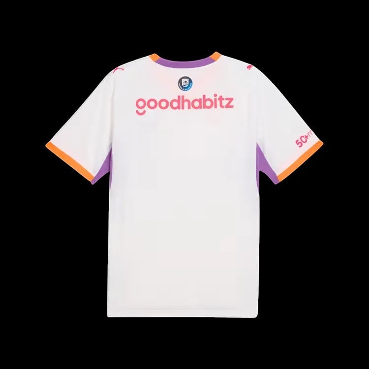 Kitted Up PSV 2026/2027 adult away football jersey in white with purple and orange accents and sponsor logo