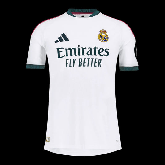 Kitted Up Real Madrid 2026/2027 kids home jersey in white with dark green accents and club crest