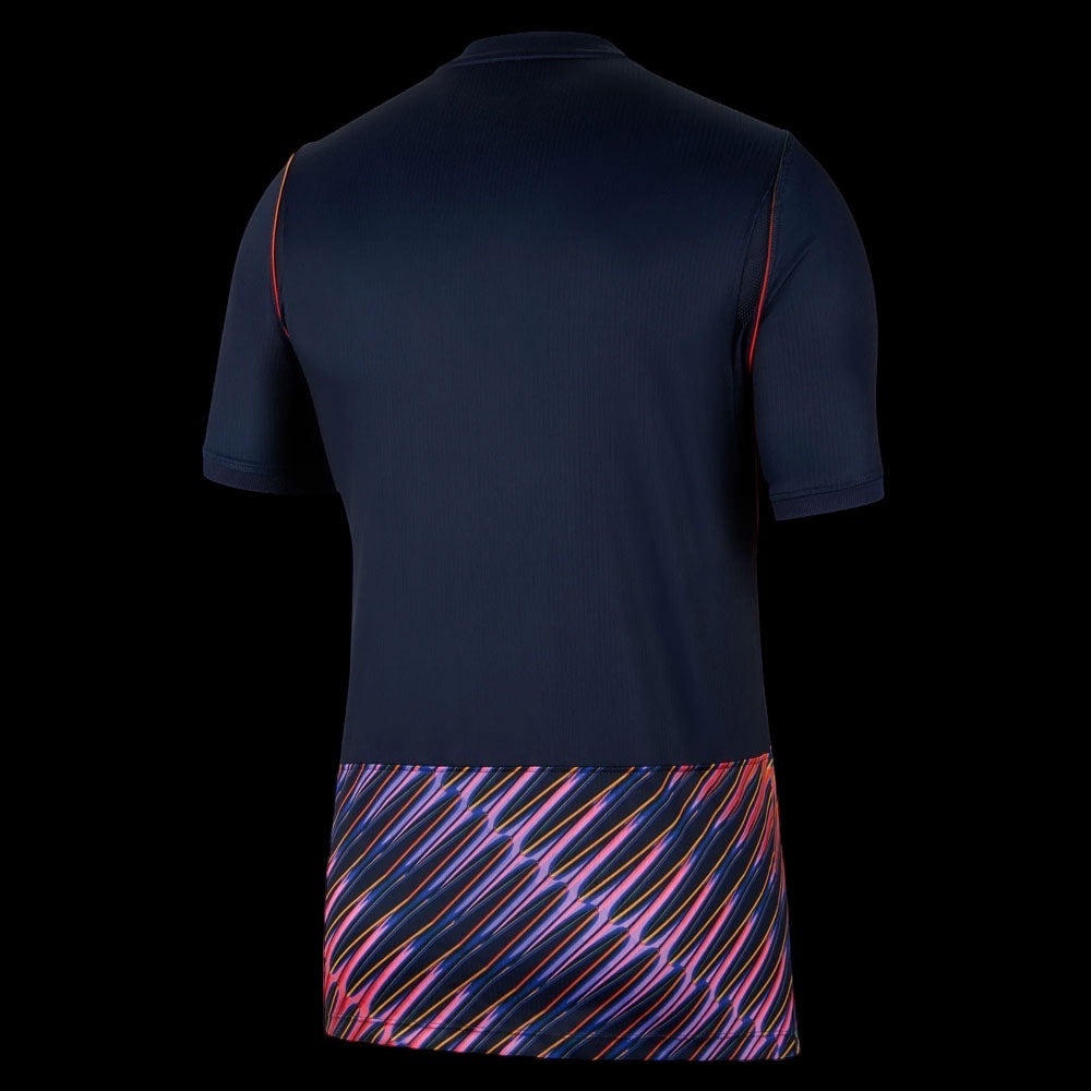 Back view of Kitted Up Tottenham Hotspur 2026/2027 kids away jersey in navy with pink and orange patterned hem