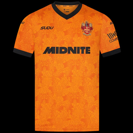 Kitted Up Wolverhampton Wanderers F.C 2026/2027 home jersey in orange with black trim and intricate pattern