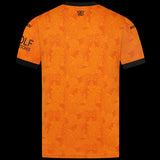 Back view of Kitted Up Wolverhampton Wanderers F.C 2026/2027 home jersey in orange with black trim and subtle patterns
