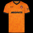 Kitted Up Wolverhampton Wanderers F.C 2026/2027 kids home jersey in orange with black trim and club crest.