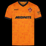 Kitted Up Wolverhampton Wanderers F.C 2026/2027 kids home jersey in orange with black trim and club crest.